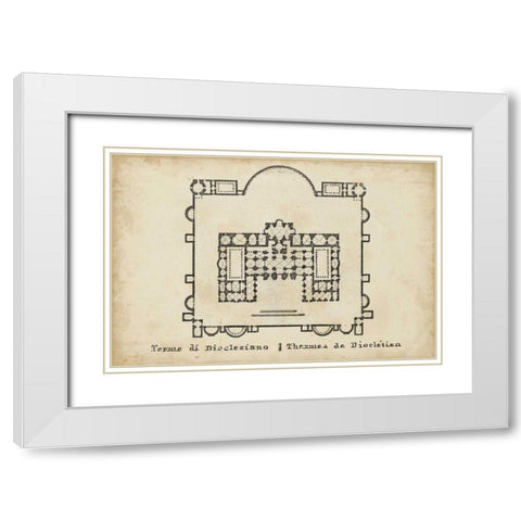 Plan for the Baths of Diocletian White Modern Wood Framed Art Print with Double Matting by Unknown