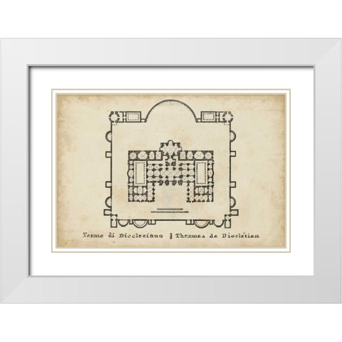 Plan for the Baths of Diocletian White Modern Wood Framed Art Print with Double Matting by Unknown