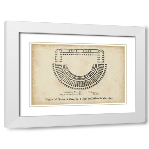 Plan for the Theatre of Marcellus White Modern Wood Framed Art Print with Double Matting by Unknown