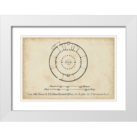 Plan for St. Stephens Rotunda White Modern Wood Framed Art Print with Double Matting by Unknown