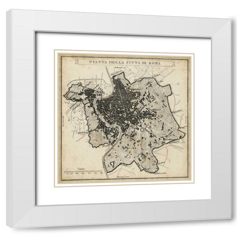 City Plan of Rome White Modern Wood Framed Art Print with Double Matting by Unknown