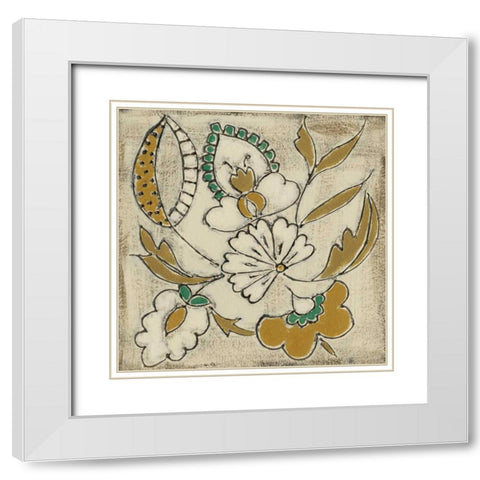 Earthenware Floral V White Modern Wood Framed Art Print with Double Matting by Zarris, Chariklia