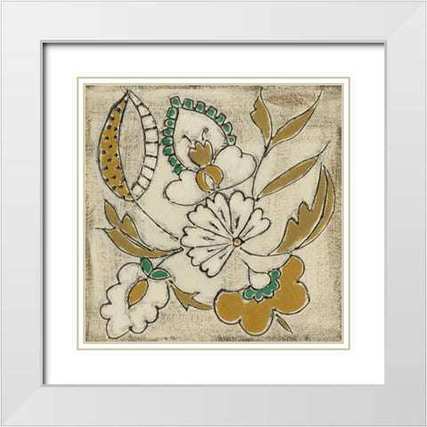 Earthenware Floral V White Modern Wood Framed Art Print with Double Matting by Zarris, Chariklia