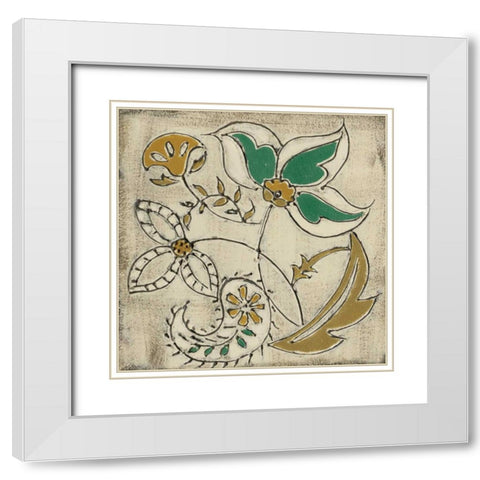 Earthenware Floral VI White Modern Wood Framed Art Print with Double Matting by Zarris, Chariklia