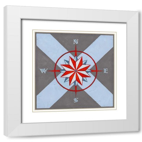 Nautical Graphic I White Modern Wood Framed Art Print with Double Matting by Vess, June Erica