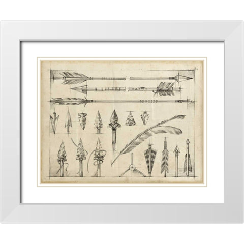 Arrow Schematic I White Modern Wood Framed Art Print with Double Matting by Harper, Ethan