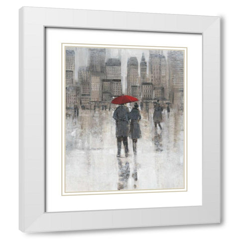 Rain in The City I White Modern Wood Framed Art Print with Double Matting by OToole, Tim