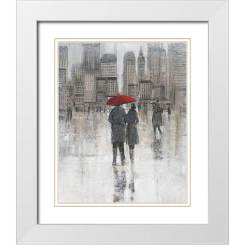 Rain in The City I White Modern Wood Framed Art Print with Double Matting by OToole, Tim