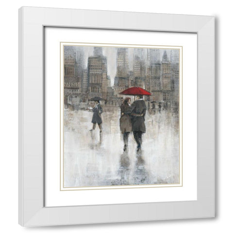 Rain in The City II White Modern Wood Framed Art Print with Double Matting by OToole, Tim