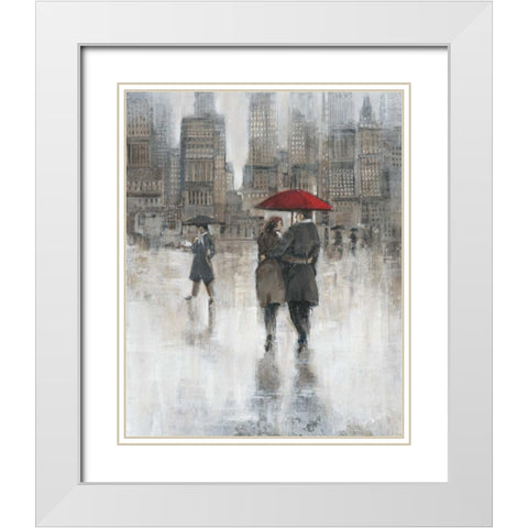 Rain in The City II White Modern Wood Framed Art Print with Double Matting by OToole, Tim