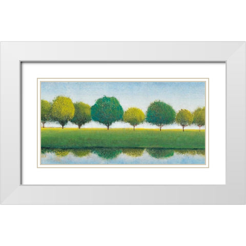 Trees in a Line I White Modern Wood Framed Art Print with Double Matting by OToole, Tim