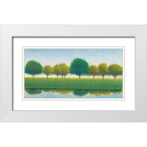 Trees in a Line II White Modern Wood Framed Art Print with Double Matting by OToole, Tim