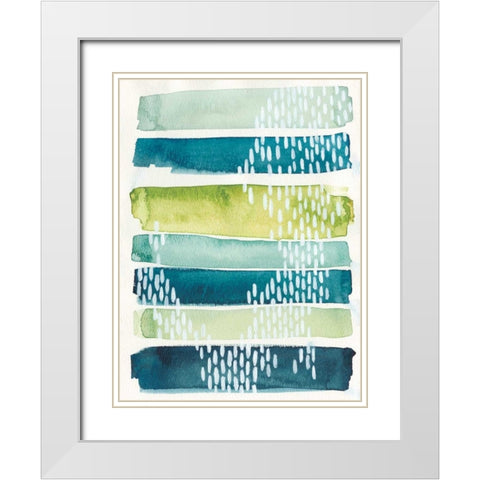 Aqua Streak I White Modern Wood Framed Art Print with Double Matting by Popp, Grace