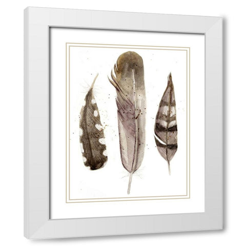 Earthtone Feathers II White Modern Wood Framed Art Print with Double Matting by Ludwig, Alicia