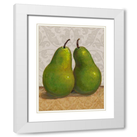 Pear Duo I White Modern Wood Framed Art Print with Double Matting by OToole, Tim