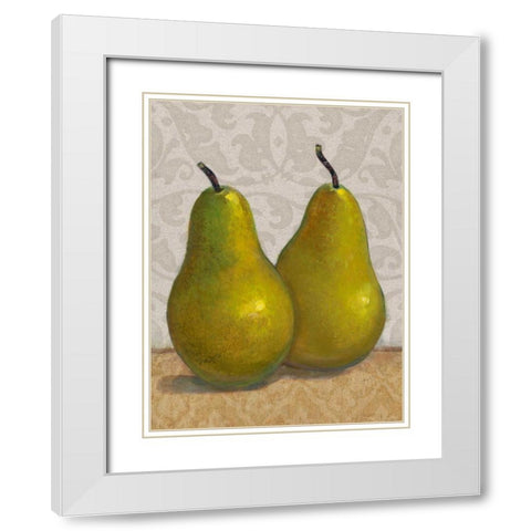 Pear Duo II White Modern Wood Framed Art Print with Double Matting by OToole, Tim
