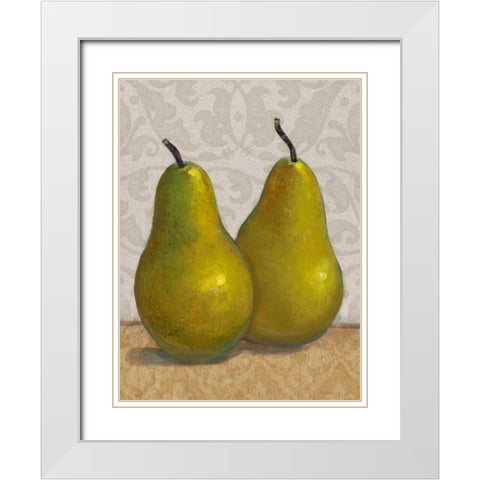 Pear Duo II White Modern Wood Framed Art Print with Double Matting by OToole, Tim