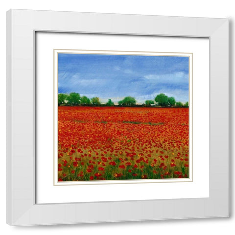 Field of Poppies I White Modern Wood Framed Art Print with Double Matting by OToole, Tim