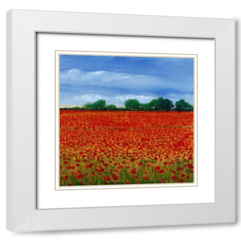 Field of Poppies II White Modern Wood Framed Art Print with Double Matting by OToole, Tim