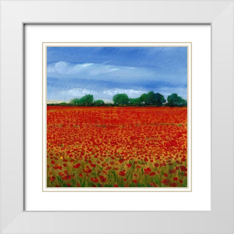 Field of Poppies II White Modern Wood Framed Art Print with Double Matting by OToole, Tim