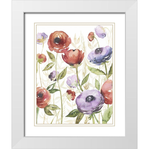 Jeweltoned Blossoms I White Modern Wood Framed Art Print with Double Matting by Popp, Grace