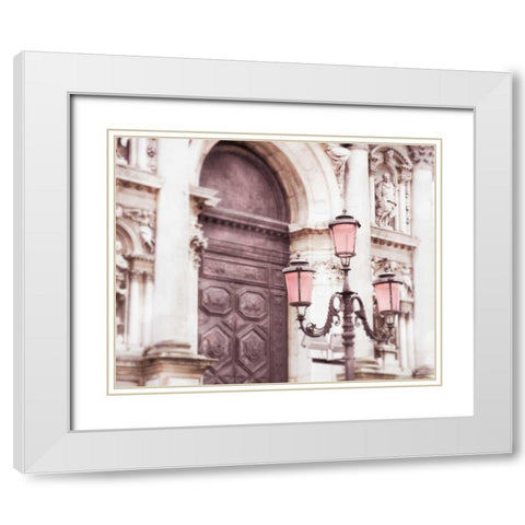 Venice Pink Lanterns II White Modern Wood Framed Art Print with Double Matting by Quintero, Sonja