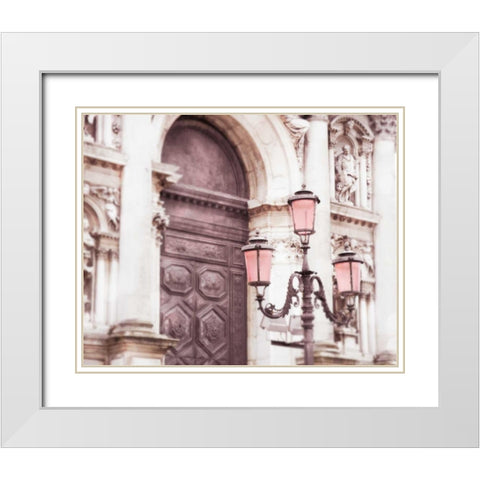Venice Pink Lanterns II White Modern Wood Framed Art Print with Double Matting by Quintero, Sonja