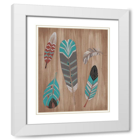 Driftwood Feathers I White Modern Wood Framed Art Print with Double Matting by Vess, June Erica