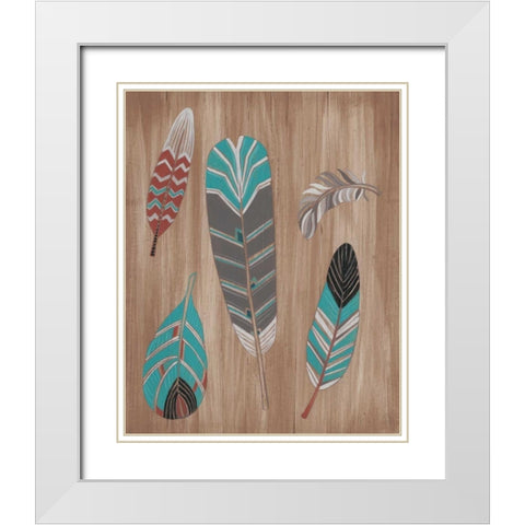 Driftwood Feathers I White Modern Wood Framed Art Print with Double Matting by Vess, June Erica