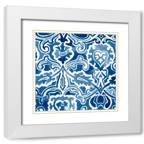 Watercolor Indigo IV White Modern Wood Framed Art Print with Double Matting by Vess, June Erica
