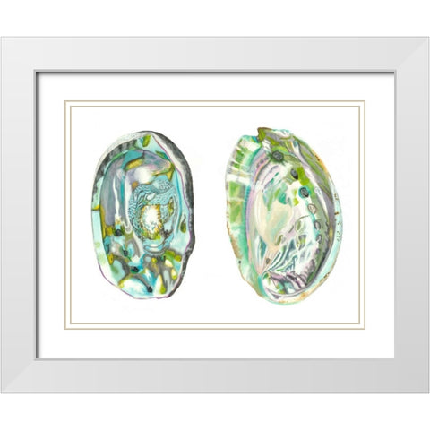 Abalone Shells II White Modern Wood Framed Art Print with Double Matting by McCavitt, Naomi