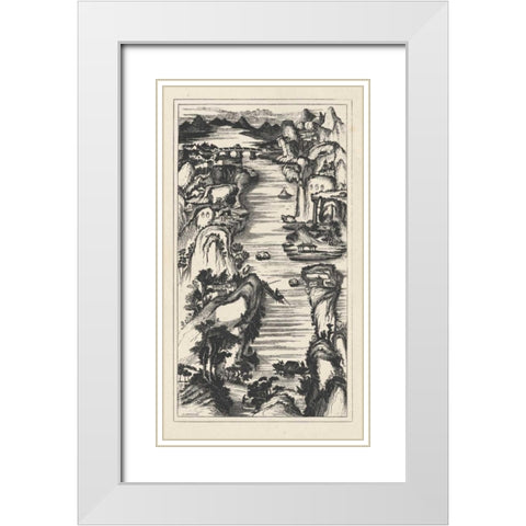 Chinese Birds-eye View in Grey II White Modern Wood Framed Art Print with Double Matting by Vision Studio