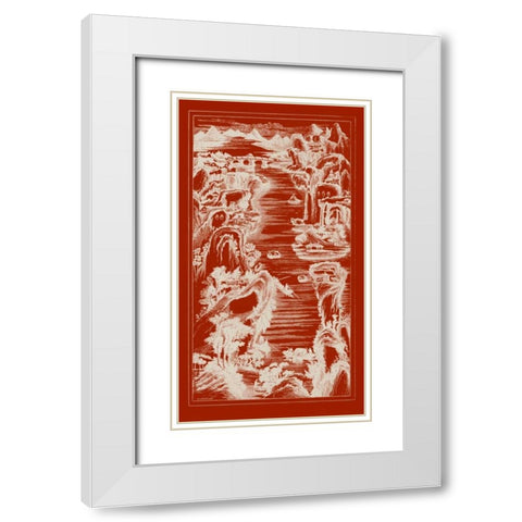 Chinese Birds-eye View in Red I White Modern Wood Framed Art Print with Double Matting by Vision Studio