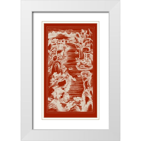 Chinese Birds-eye View in Red I White Modern Wood Framed Art Print with Double Matting by Vision Studio