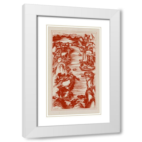 Chinese Birds-eye View in Red II White Modern Wood Framed Art Print with Double Matting by Vision Studio