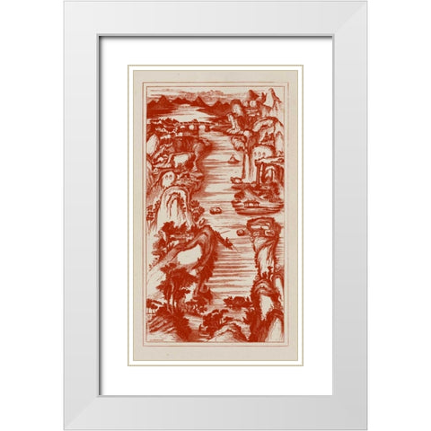 Chinese Birds-eye View in Red II White Modern Wood Framed Art Print with Double Matting by Vision Studio