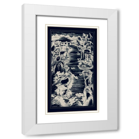 Chinese Birds-eye View in Navy I White Modern Wood Framed Art Print with Double Matting by Vision Studio