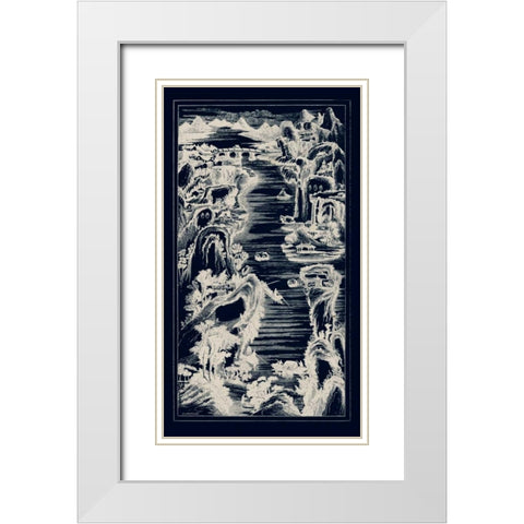 Chinese Birds-eye View in Navy I White Modern Wood Framed Art Print with Double Matting by Vision Studio