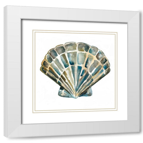 Aquarelle Shells IV White Modern Wood Framed Art Print with Double Matting by Zarris, Chariklia