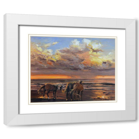 Threes a Crowd White Modern Wood Framed Art Print with Double Matting by Larivey, Chuck