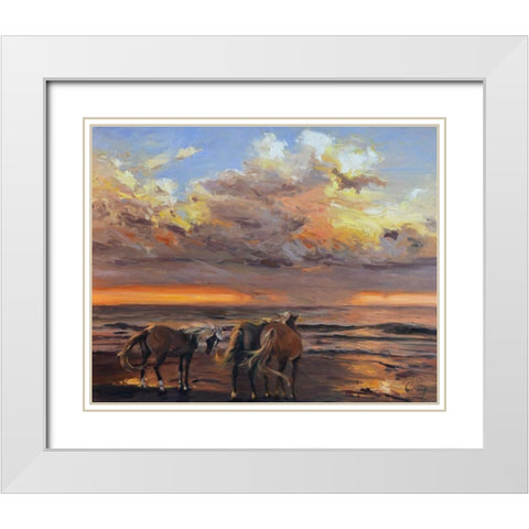 Threes a Crowd White Modern Wood Framed Art Print with Double Matting by Larivey, Chuck