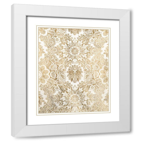 Baroque Tapestry in Gold I White Modern Wood Framed Art Print with Double Matting by Vision Studio