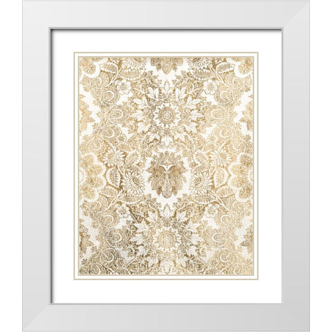 Baroque Tapestry in Gold I White Modern Wood Framed Art Print with Double Matting by Vision Studio