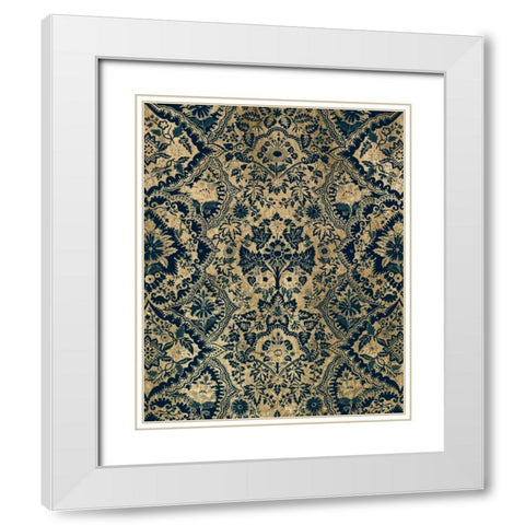 Baroque Tapestry in Aged Indigo I White Modern Wood Framed Art Print with Double Matting by Vision Studio