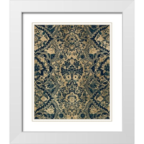 Baroque Tapestry in Aged Indigo I White Modern Wood Framed Art Print with Double Matting by Vision Studio