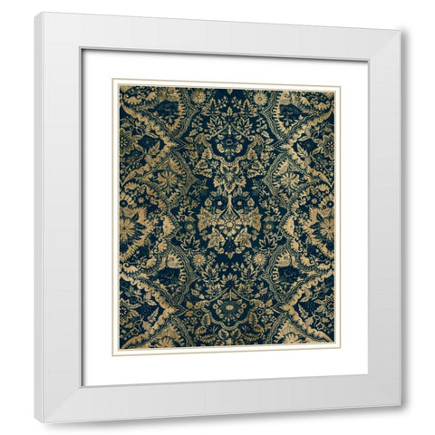 Baroque Tapestry in Aged Indigo II White Modern Wood Framed Art Print with Double Matting by Vision Studio