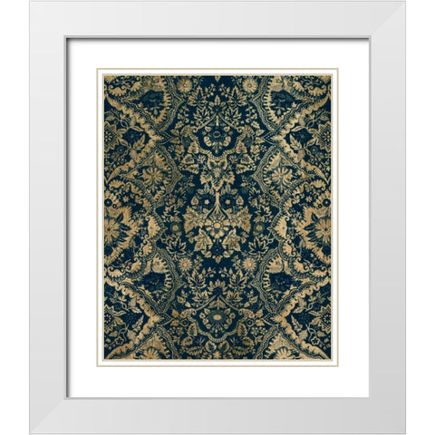 Baroque Tapestry in Aged Indigo II White Modern Wood Framed Art Print with Double Matting by Vision Studio