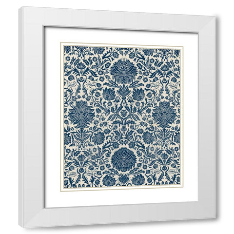 Baroque Tapestry in Navy I White Modern Wood Framed Art Print with Double Matting by Vision Studio