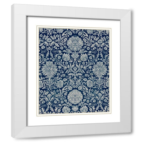 Baroque Tapestry in Navy II White Modern Wood Framed Art Print with Double Matting by Vision Studio