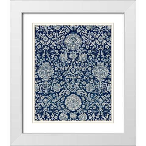 Baroque Tapestry in Navy II White Modern Wood Framed Art Print with Double Matting by Vision Studio